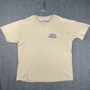 Vintage Budweiser Gildan Shirt Mens XL Beige Largemouth Bass Fishing Tee 2000